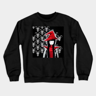 the red witch doll in darkness Crewneck Sweatshirt